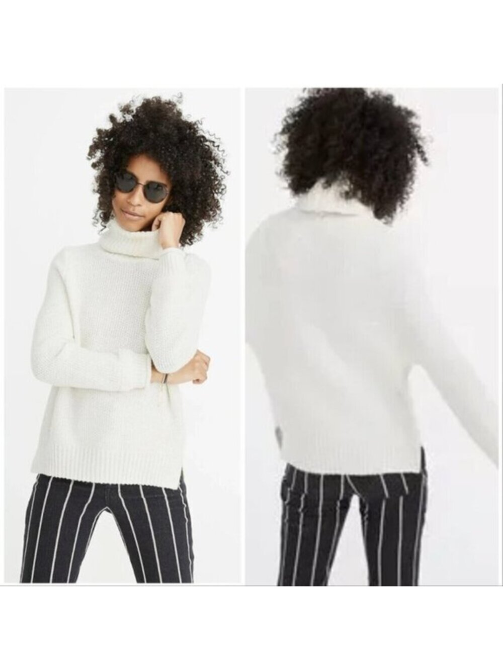 Madewell Women's Off White Varick Turtleneck Knit Sweater